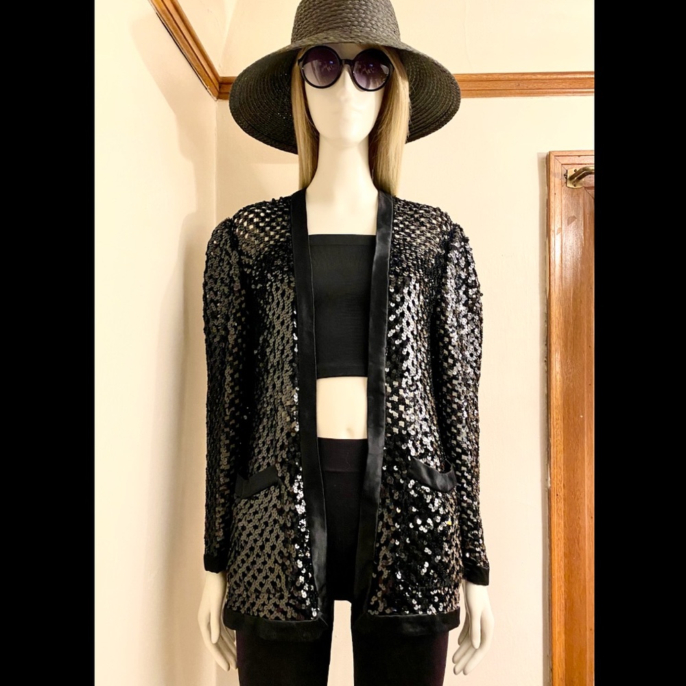 PAT ll a Division of PAT RICHARDS - Vintage Black Sequin Cardigan